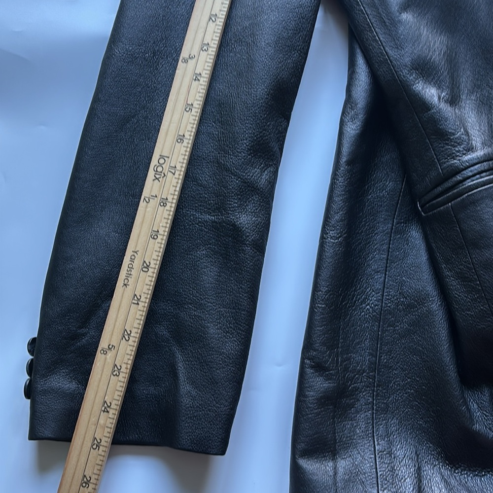 Oakridge Men's Genuine Leather Black Blazer Oversized Long - Picture 8 of 12